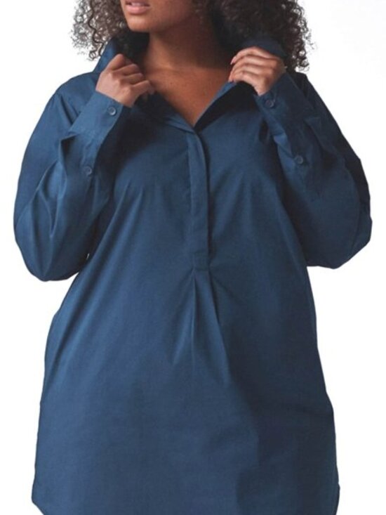 Universal Standard Tops - EUC Universal Standard Safra Poplin Tunic in Marine Blue US M (18-20)